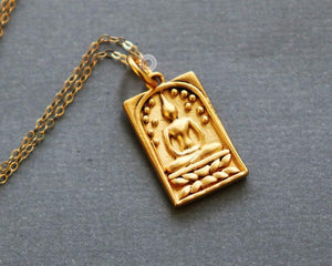 24K Gold Vermeil Over Sterling Silver Buddha Charm-- VM/CH2/CR83 - Beadspoint