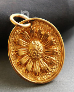 Gold Vermeil Over Sterling Silver Bloom Sunflower Charm -- VM/CH4/CR126 - Beadspoint