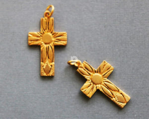 Gold Vermeil Over Sterling Silver Holy Spirit Cross Charm -- VM/CH1/CR50 - Beadspoint