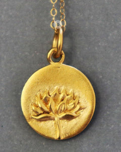 Gold Vermeil Over Sterling Silver Lotus Flower Charm -- VM/CH2/CR87 - Beadspoint