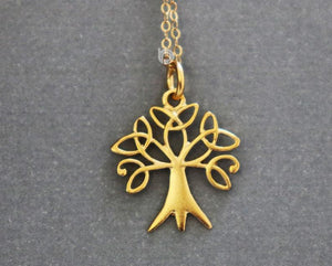 Gold Vermeil Over Sterling Silver Tree Of Life Charm -- VM/CH4/CR112 - Beadspoint