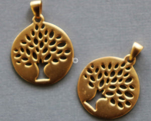 Gold Vermeil Over Sterling Silver Tree Of Life Jump Ring Charm -- VM/CH4/CR117 - Beadspoint