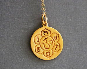 Gold Vermeil Over Sterling Silver Ohm Coin Charm -- VM/CH2/CR81 - Beadspoint