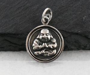 Sterling Silver Artisan Buddha Charm -- SS/CH2/CR144 - Beadspoint