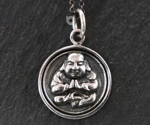 Sterling Silver Artisan Buddha Charm -- SS/CH2/CR144 - Beadspoint