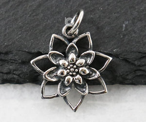 Sterling Silver Lotus Charm -- SS/CH2/CR125 - Beadspoint