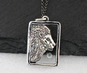 Sterling Silver Artisan Lion Head Charm -- SS/CH7/CR86 - Beadspoint