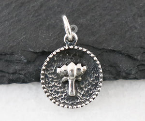 Sterling Silver Lotus Charm-- SS/CH2/CR126 - Beadspoint