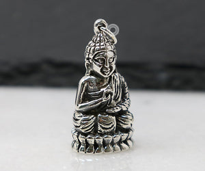 Sterling Silver Artisan Buddha Charm -- SS/CH2/CR135 - Beadspoint