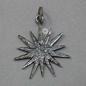 Pave Diamond Starburst Pendant 3 Finishes-- DP-1956 - Beadspoint