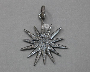 Pave Diamond Starburst Pendant 3 Finishes-- DP-1956 - Beadspoint
