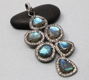 Pave Diamond Labradorite Pendant -- DP-1965 - Beadspoint