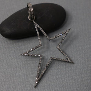 Pave Diamond Elongated Star Pendant -- DP-1975 - Beadspoint