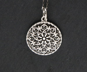 Sterling Silver Moroccan Motif Mandala Charm  --  SS/CH4/CR161 - Beadspoint