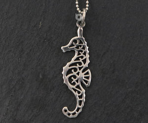 Sterling Silver Artisan  Seahorse Charm -- SS/CH7/CR107 - Beadspoint