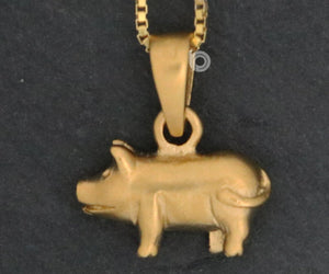 Gold Vermeil On Sterling Silver Pig Charm  -- VM/CH7/CR108 - Beadspoint