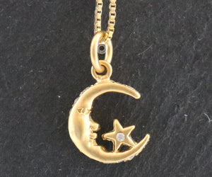 Gold Vermeil on Sterling Silver Star Moon charm -- VM/CH5/CR66 - Beadspoint