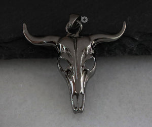 Sterling Silver Cow Skull Charm  -- SS/CH7/CR111 - Beadspoint
