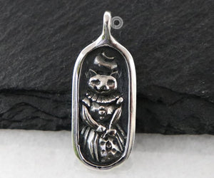 Sterling Silver Artisan Scrooze Cat Charm  -- SS/CH7/CR101 - Beadspoint