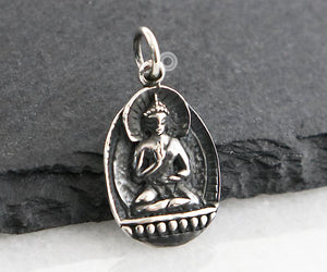 Sterling Silver Artisan Buddha Charm -- SS/CH2/CR128 - Beadspoint