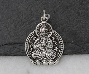 Sterling Silver Artisan Buddha Charm -- SS/CH2/CR134 - Beadspoint