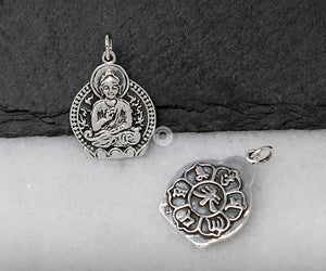 Sterling Silver Artisan Buddha Charm -- SS/CH2/CR133 - Beadspoint
