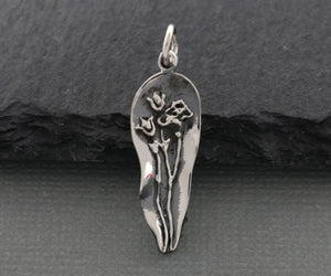 Sterling Silver Rose Bud Charm -- SS/CH2/CR139 - Beadspoint