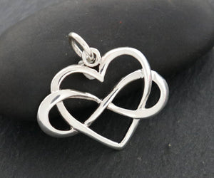 Sterling Silver Large Infinity Heart Charm   -- SS/CH8/CR43 - Beadspoint