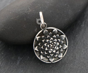 Sterling Silver Lotus Charm-- SS/CH2/CR93 - Beadspoint