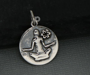 Sterling Silver Yoga Charm  -- SS/CH2/CR136 - Beadspoint