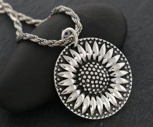 Sterling Silver Artisan Sunflower Charm -- SS/CH4/CR119 - Beadspoint