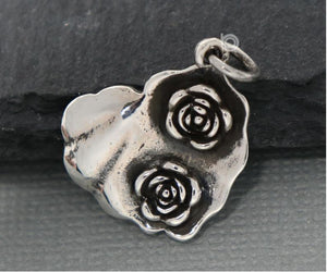 Sterling Silver Rose Heart Charm -- SS/CH4/CR127 - Beadspoint