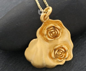Gold Vermeil on Sterling Silver Rose Heart Charm-- VM/CH4/CR127 - Beadspoint