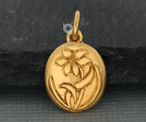 Gold Vermeil on Sterling Silver Magnolia Blossom Charm -- VM/CH4/CR128 - Beadspoint
