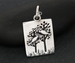 Sterling Silver Love Birds Charm-- SS/CH6/CR68 - Beadspoint