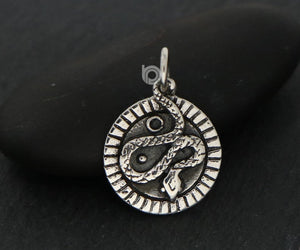 Sterling Silver Snake Coin Charm  -- SS/CH7/CR94 - Beadspoint
