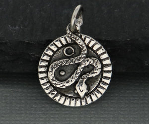 Sterling Silver Snake Coin Charm  -- SS/CH7/CR94 - Beadspoint