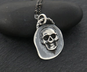 Sterling Silver Skull Charm  -- SS/CH10/CR60 - Beadspoint