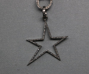 Pave Diamond Elongated Star Pendant -- DP-1975 - Beadspoint