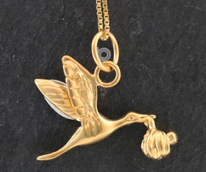Gold Vermeil Over Sterling Silver Flying Crane Charm  -- VM/CH6/CR77 - Beadspoint