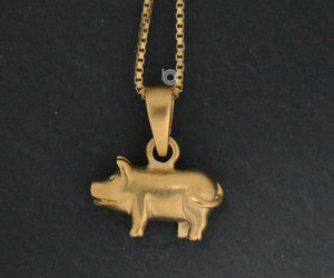 Gold Vermeil On Sterling Silver Pig Charm  -- VM/CH7/CR108 - Beadspoint