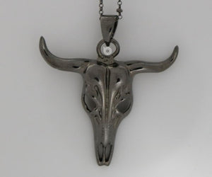 Sterling Silver Cow Skull Charm  -- SS/CH7/CR111 - Beadspoint