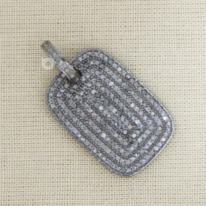 Pave Diamond Dog Tag Pendant -- DPS-042 - Beadspoint