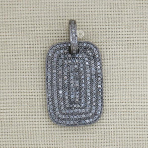 Pave Diamond Dog Tag Pendant -- DPS-042 - Beadspoint