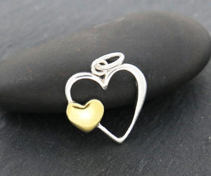 Sterling Silver Heart Charm   -- SS/CH8/CR46 - Beadspoint