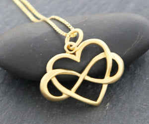 Gold Vermeil Over Sterling Silver Infinity Heart Charm -- VM/CH8/CR43 - Beadspoint