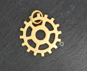 Gold Vermeil Over Sterling Silver Steam Punk Necklace Charm -- SS/CH12/CR2 - Beadspoint