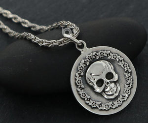 Sterling Silver Skull Coin Charm -- SS/CH2/CR77 - Beadspoint