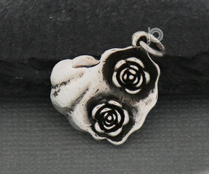 Sterling Silver Rose Heart Charm -- SS/CH4/CR127 - Beadspoint
