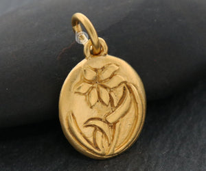 Gold Vermeil on Sterling Silver Magnolia Blossom Charm -- VM/CH4/CR128 - Beadspoint